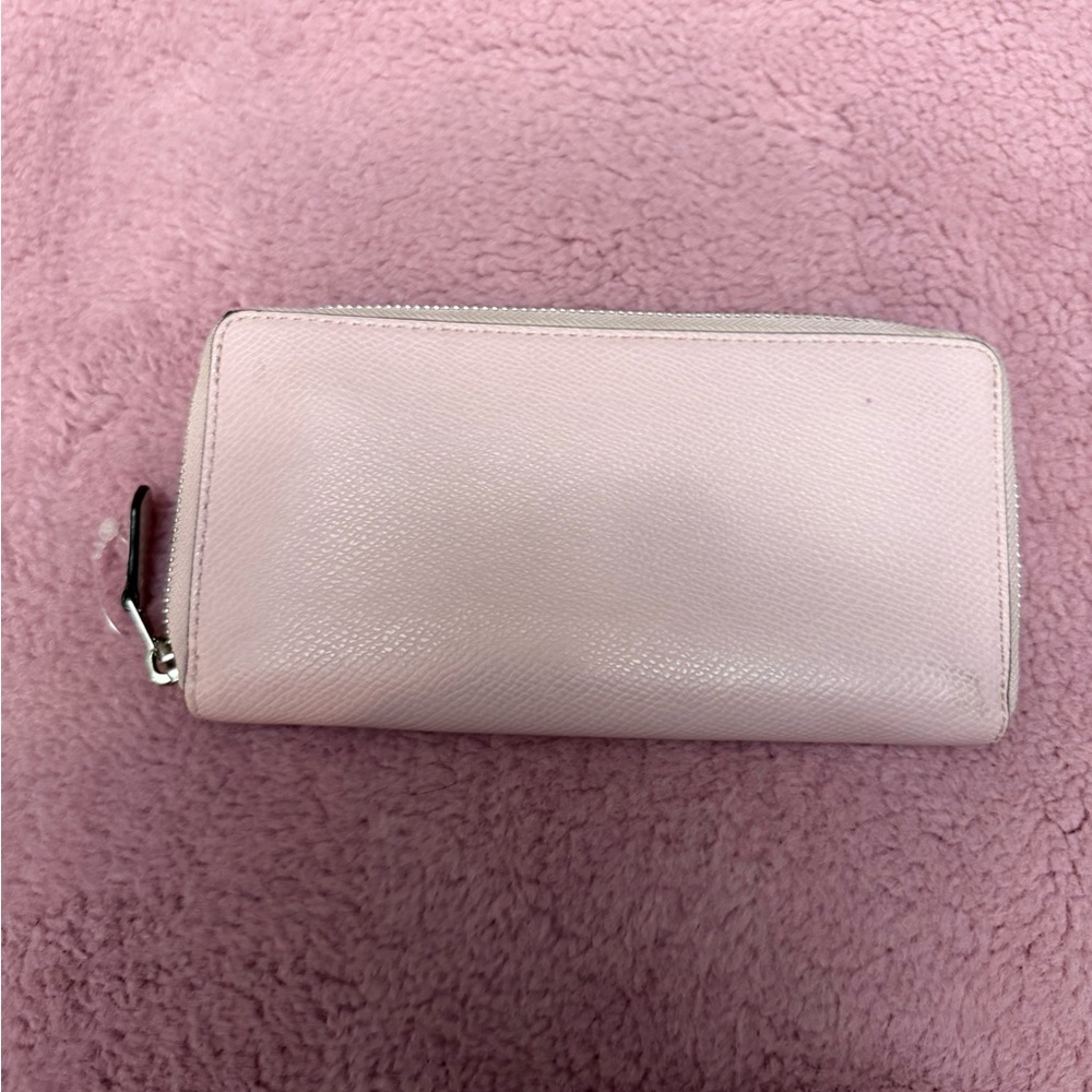 Coach Light Pink Zip-Around Leather Wallet with Exterior Card Slot - Picture 3 of 3